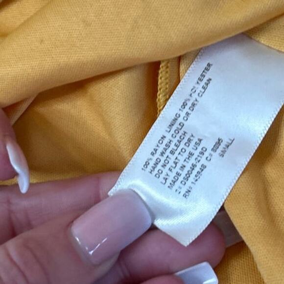 Everly Gingham yellow white checkered plaid knot tie tiered dress short SZ SM - Picture 5 of 8